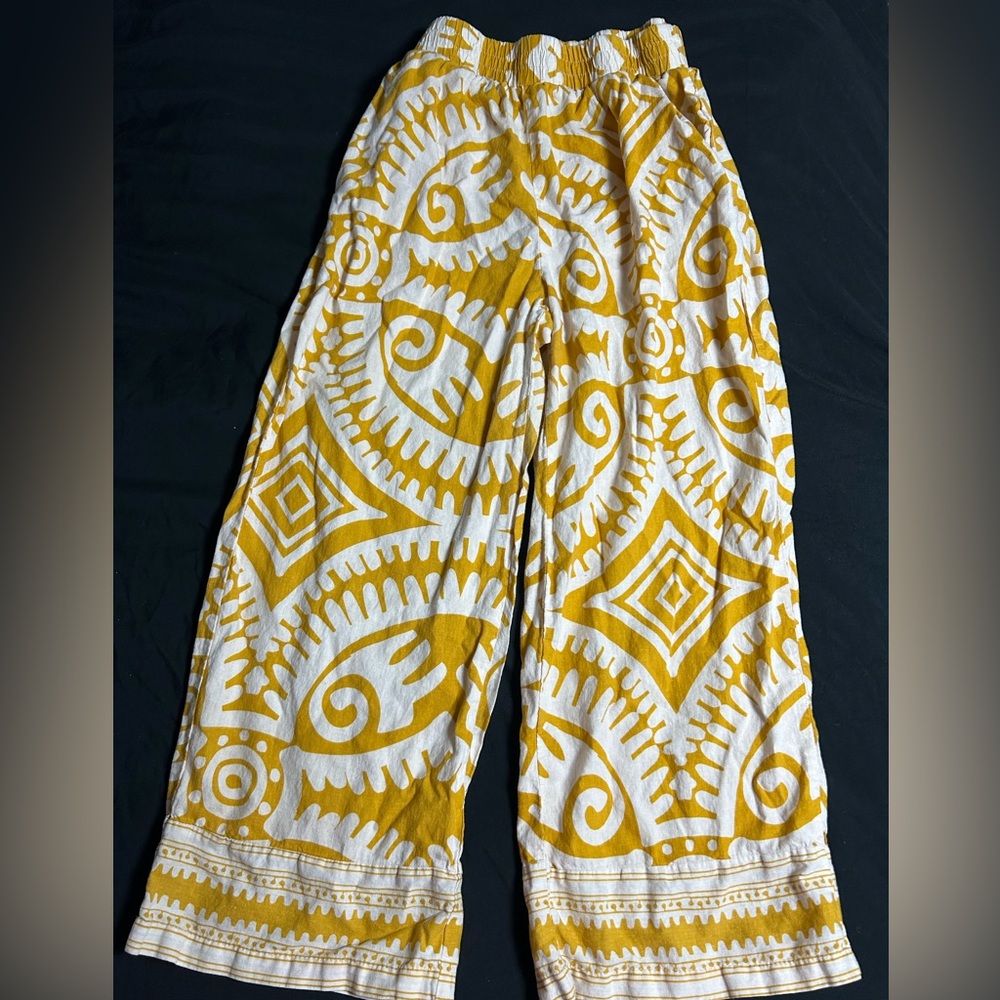 Yellow and White Patterned Pants